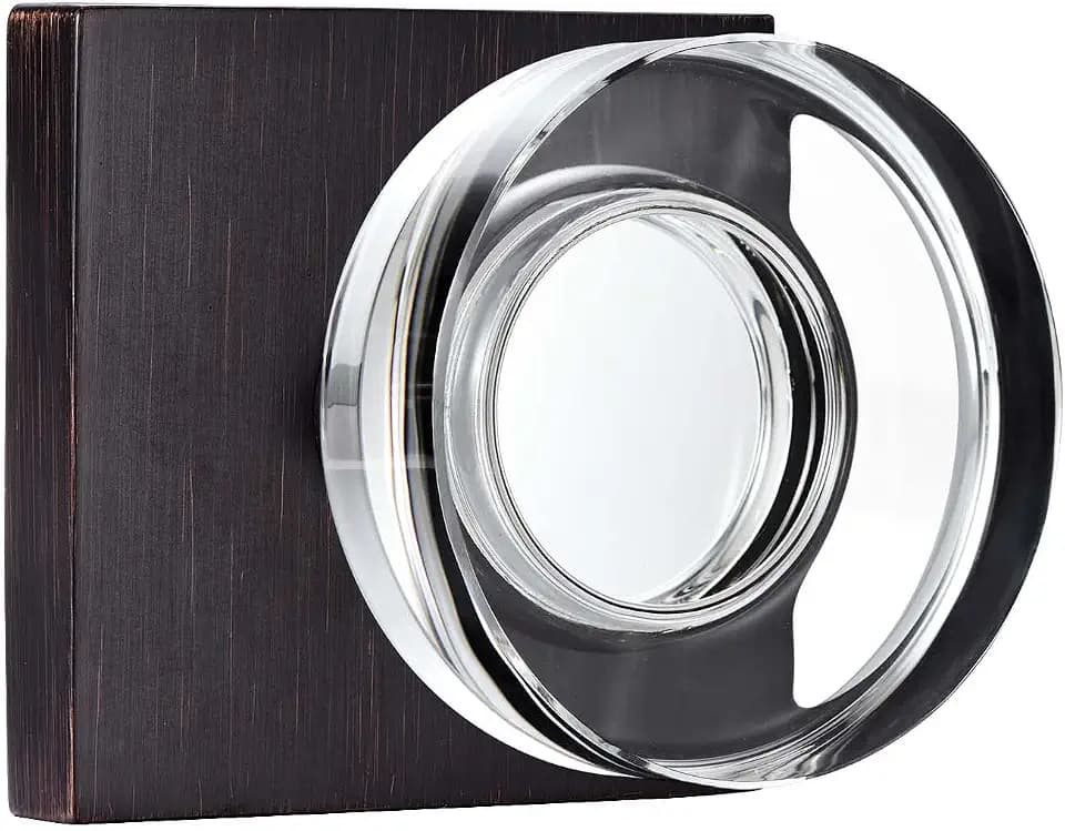 coolnews Glass Door Knobs Interior, Privacy Bathroom Bedroom Crystal Door Knobs with Lock, Oil Rubbed Bronze Door Knob