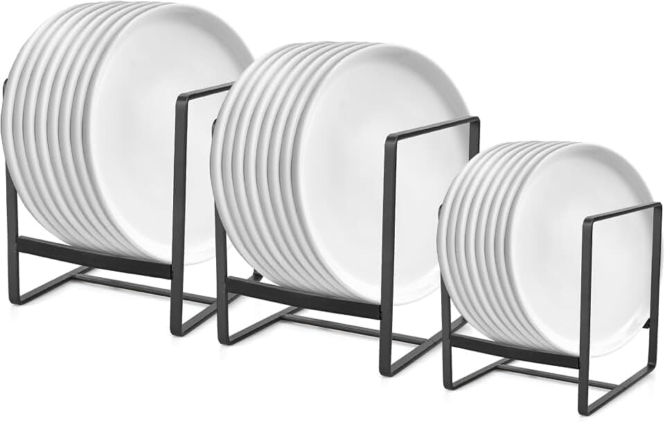 3er-Pack Tellerregal/ Abtropfgestell, Metall Tellerhalter Teller Organizer Schrank Multifunktional Tellerständer Küchenschrank Aufbewahrung Organizer für Teller Schneidebretter Topfdeckel, Schwarz