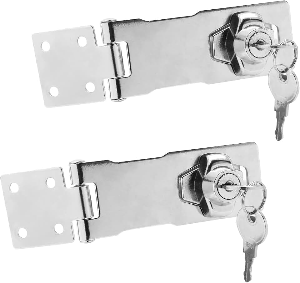 4 Inch Keyed Hasp Locks, Silver, 2PCS