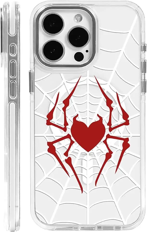 Case for iPhone 16 Pro,Red Spider Heart G1 Clear Cases,Compatible with MagSafe,Slim Shockproof Magnetic Phone Sleeve Case for Girls Man,Scratch-Resistant Back ﻿
