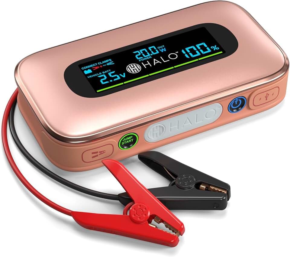 Halo Bolt 1500A Car Battery Jump Starter, Power Bank, LED Light, Rose