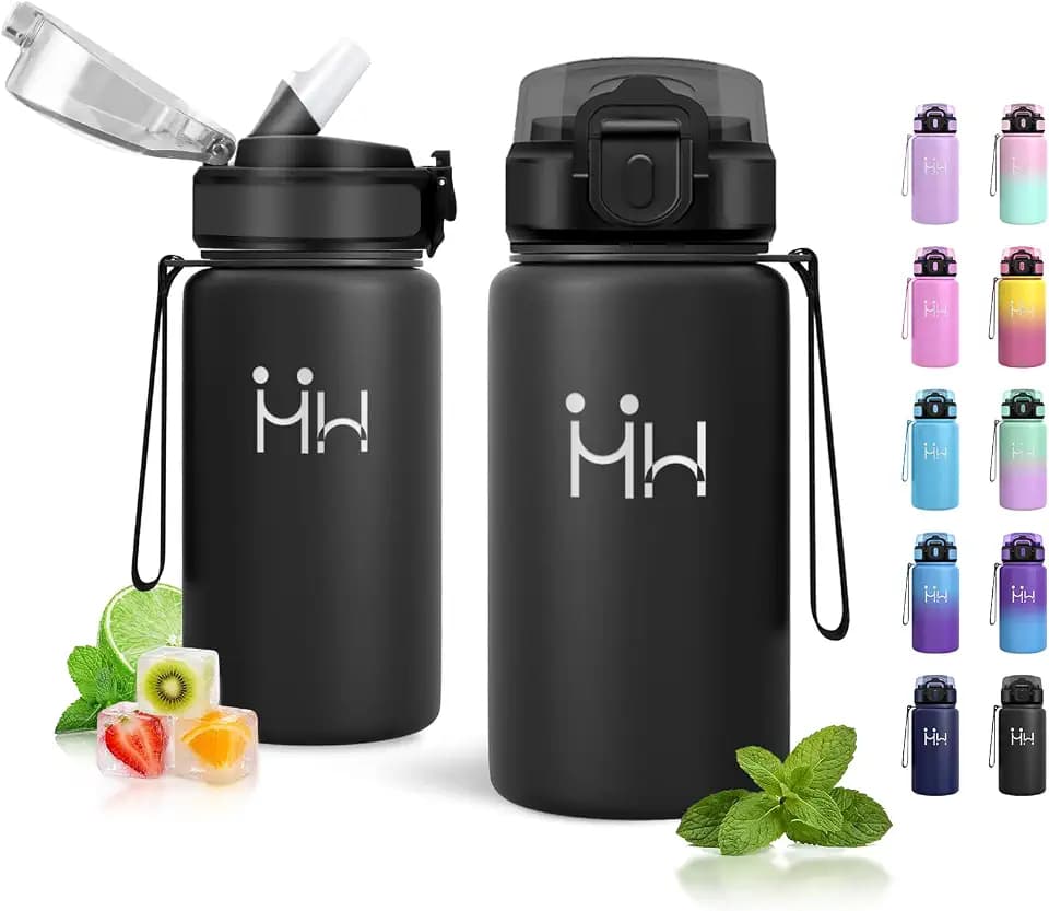 Trinkflasche mit Strohhalm 500ml, Thermosflasche Vakuum Edelstahl, BPA-Frei, Trinkflasche Kohlensäure Geeignet, Isolierflasche für Schule, Camping, Büros