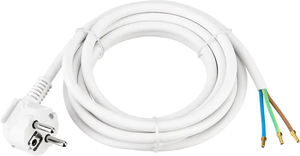 REV Zuleitung, Stromkabel mit Stecker, Ersatzkabel, 3m, 3680W, weiß