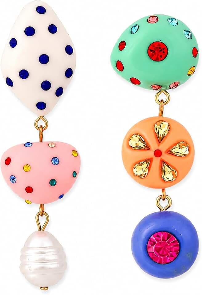 Statement Earrings for Women, Colorful Asymmetrical Dangle Earrings