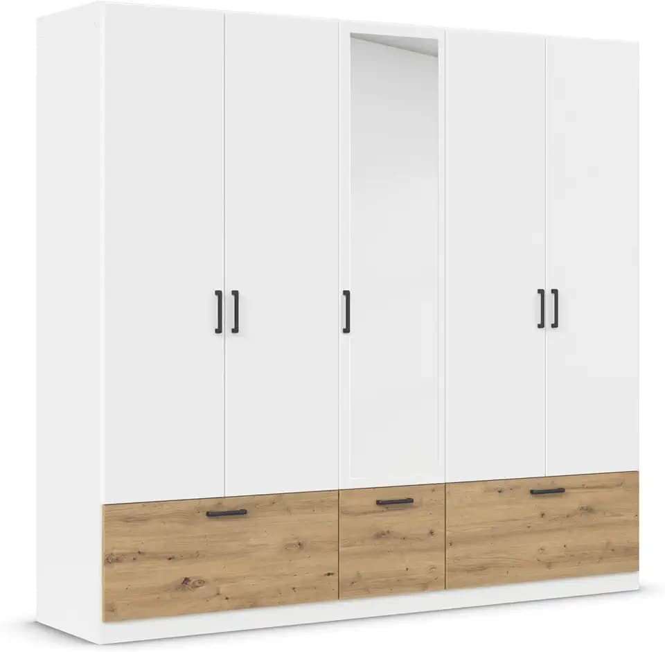 Rauch Möbel BARI, Kleiderschrank, Farbe Weiß/Eiche Artisan, Breite 226 cm