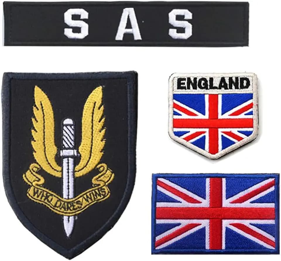 Vereinigtes Königreich British Special Air Service SAS Flagge Stickerei Patch Military Who Dares Wins Tactical Moral Badges Armband Emblem Applique Hook Patches