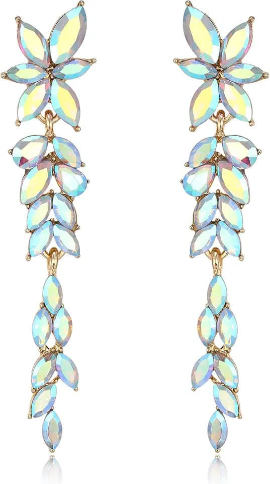 EVER FAITH Marquise Crystal Flower Bridal Prom Dangle Earrings for Women