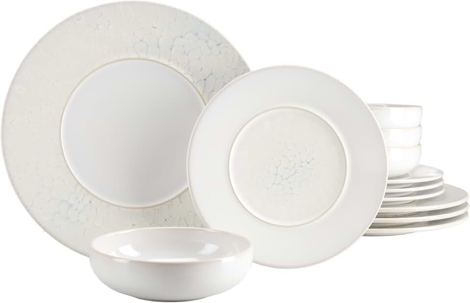 CreaTable, 24555, Serie Unico Toscania, 12-teiliges Geschirrset für 4 Personen, Teller Set aus Steinzeug, spülmaschinen- und mikrowellengeeignet, Made in Europe