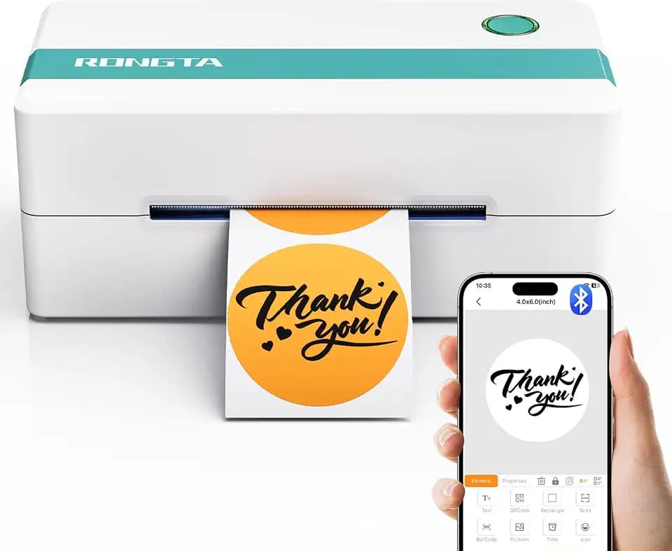 Rongta Thermal Shipping Label Printer, Bluetooth 4x6 Sticker Printer
