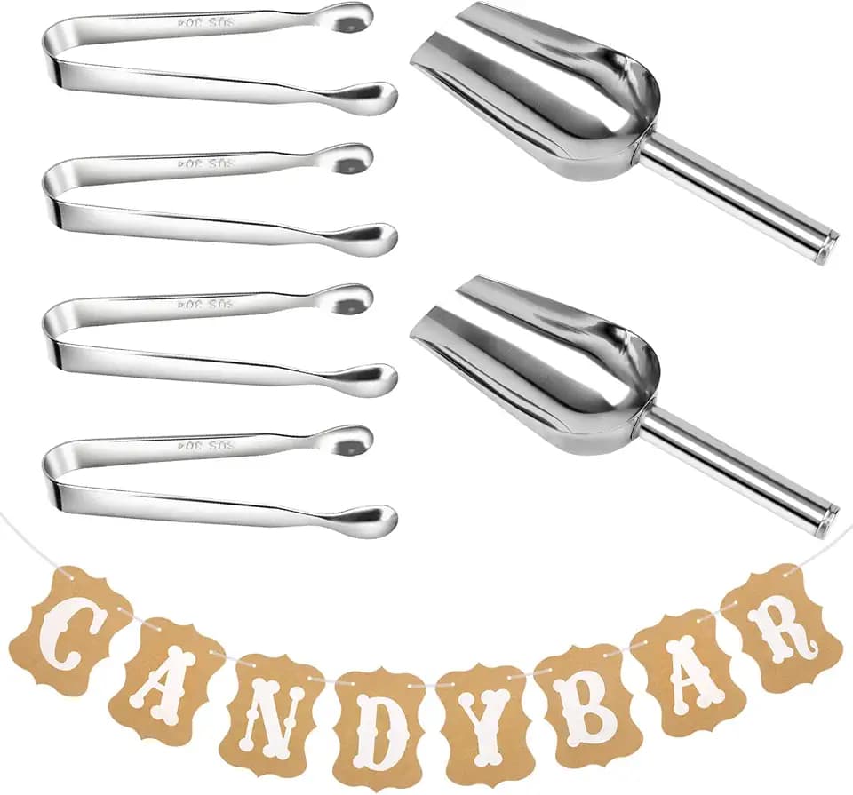 Candy Bar Zubehör mit 4 Zuckerzangen,2 Eisschaufeln,Girlande