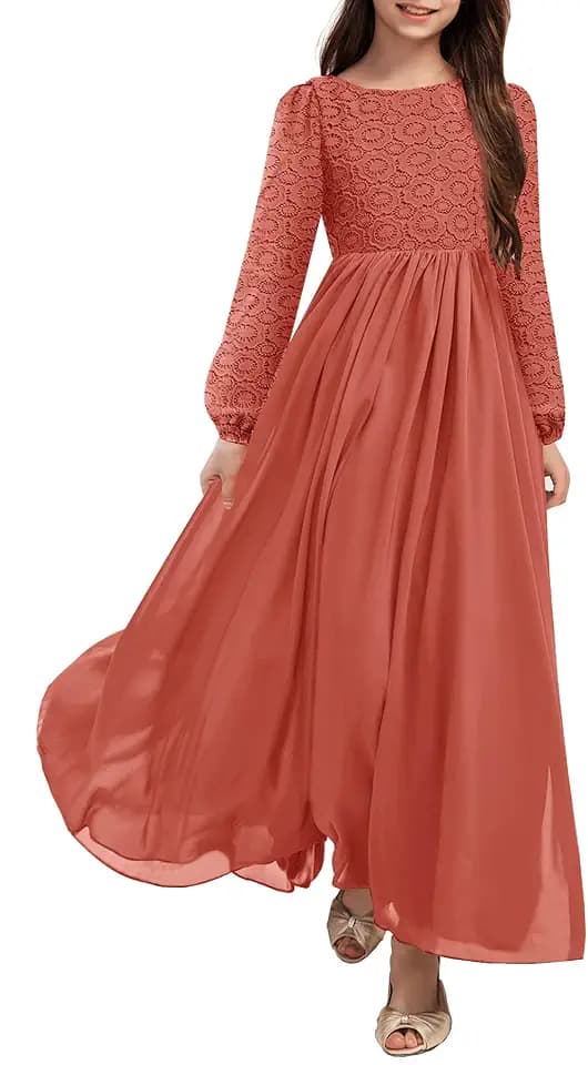 HOSIKA Flower Girls Dress Chffion A-Line Formal Junior Bridesmaid Dresses