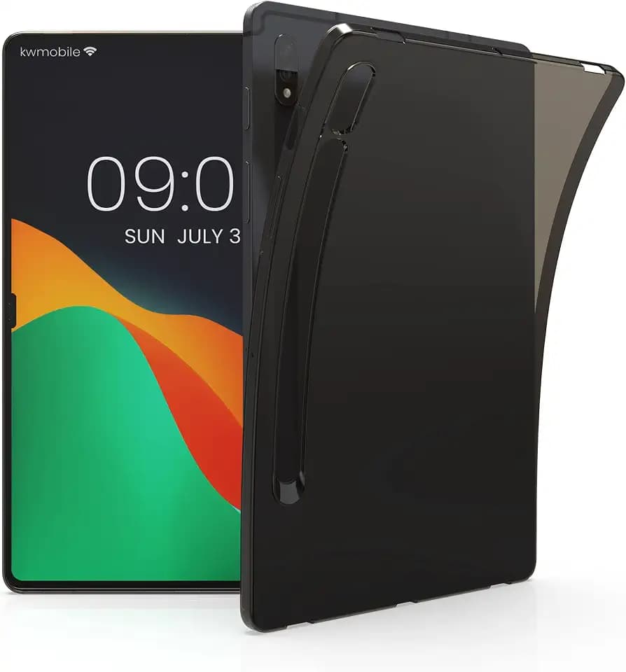 kwmobile Hülle kompatibel mit Samsung Galaxy Tab S8 Hülle - weiches TPU Silikon Case transparent - Tablet Cover Schwarz Transparent