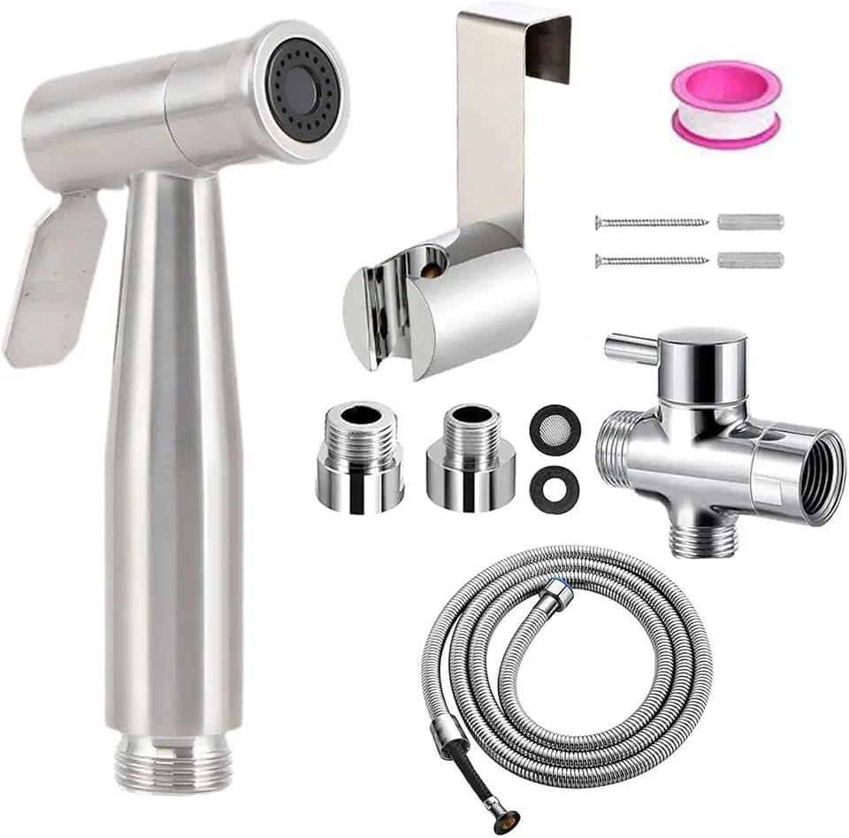 Bidet Sprühgerät für Toiletten, mit G1/2" Ventil und eine G3/8",Edelstahl-Sprühgerät Set - zur persönlichen Hygiene und Bettpfanne, Reinigung von Babywindeln