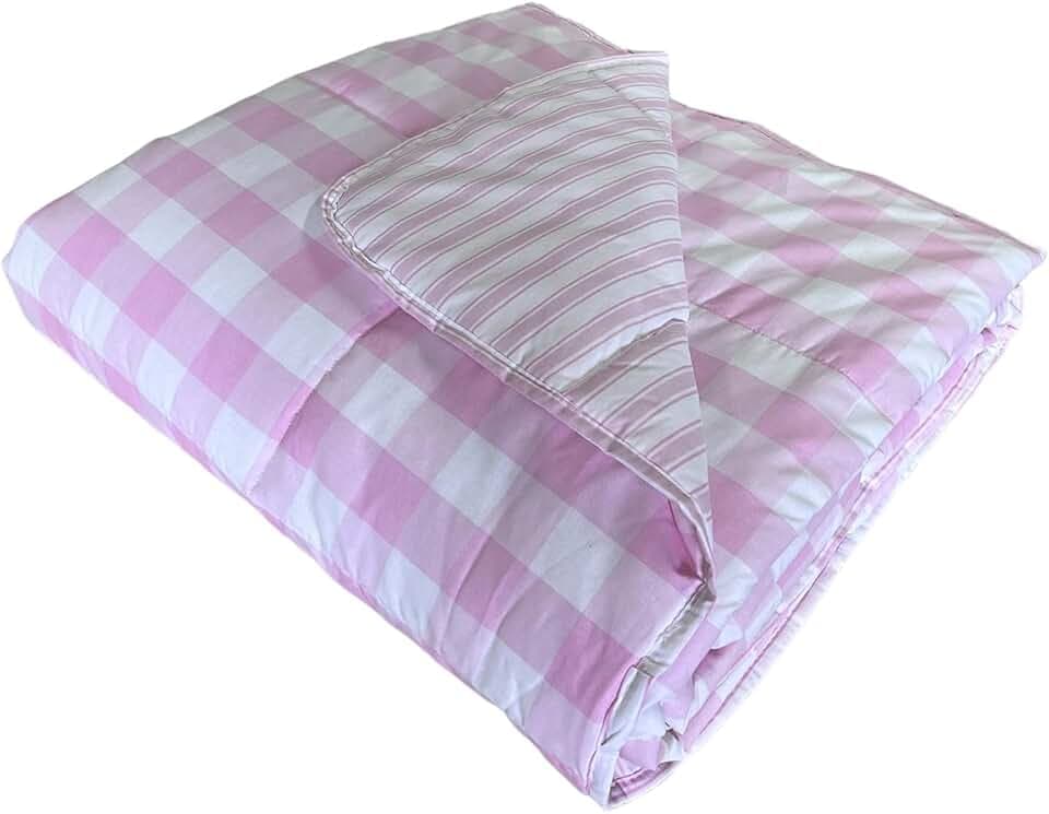 Catherine Lansfield Check and Stripe Steppdecke, 240 x 220 cm, Rosa