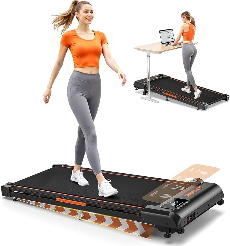 Walking Pad Treadmill, 6.2MPH Under Desk Walking Pad with 10% Incline, Treadmills for Home with Double Frame, 2.75HP Brushless Drive, 12 HIIT Programs, Remote Control, 350LBS Capacity