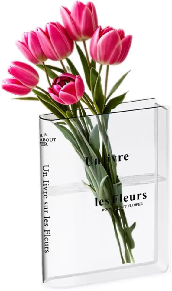 Buchvase,Book Vase,Transparente BüChervase,Klare Buch Vase,Blumenvase Buch,Vase Buchform, Vase Aesthetic,Buchvase FüR Blumen Schlafzimmer Tischdeko Wohnzimmer BüRo