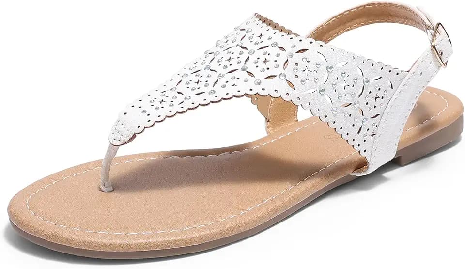DREAM PAIRS Women's T-Strap Gladiator Flat Sandals