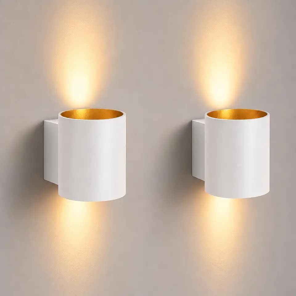 SSC-LUXon TUANI 2er Set Wandlampe Innen weiß gold - moderne Wandbeleuchtung Up Down im Retro Design mit 1x G9 Fassung 230 V