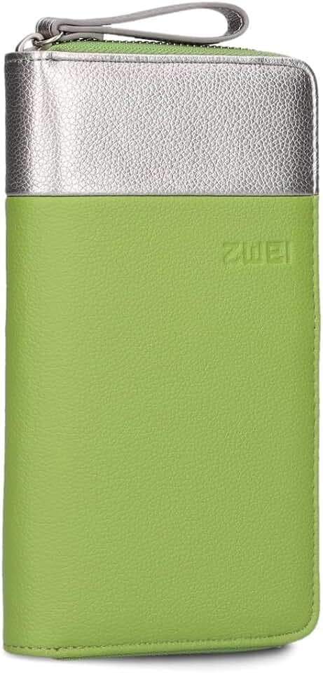 Zwei Damen Geldbörse Eva EV2 langes Portemonnaie 15 Kartenfächer, Sichtfach, 2 Scheinfächer, Geldbeutel mit Münzfach & umlaufenden Reißverschluss, weiches Kunstleder in Bicolor
