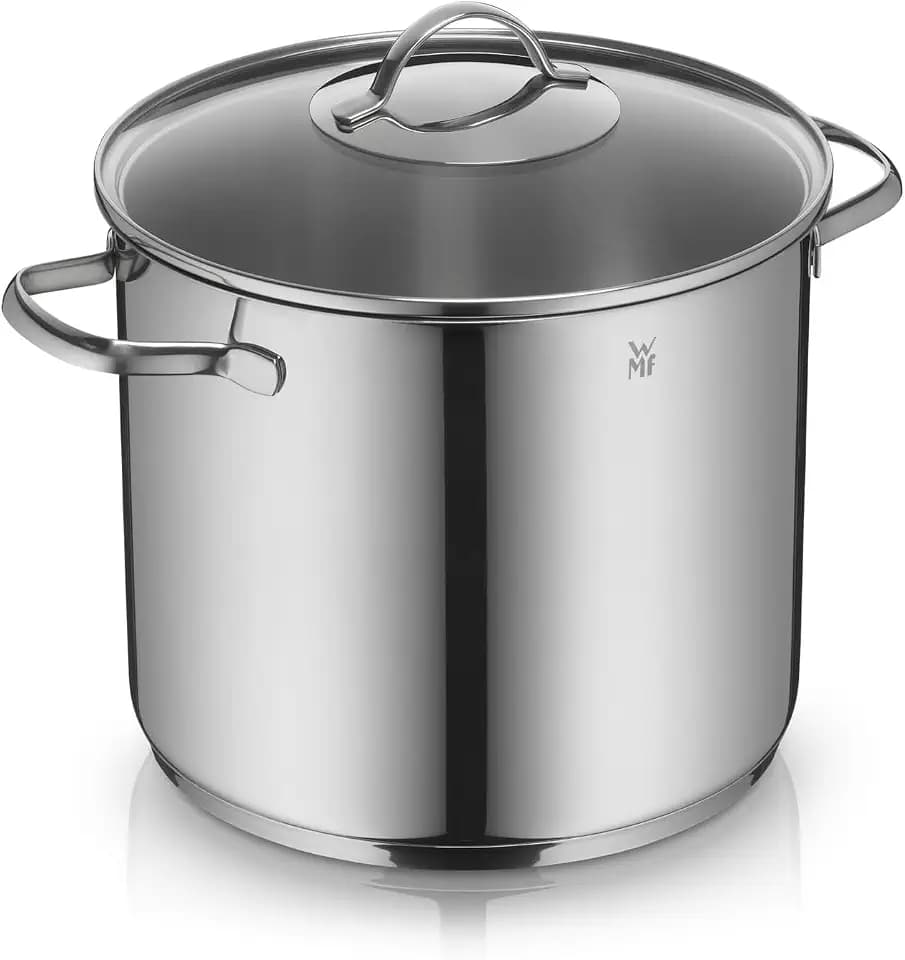 WMF Provence Plus Suppentopf 24 cm, 8,8 l – großer Kochtopf für Induktion aus Cromargan Edelstahl poliert mit Glasdeckel, unbeschichtet, backofengeeignet, rostfrei, spülmaschinenfest und langlebig