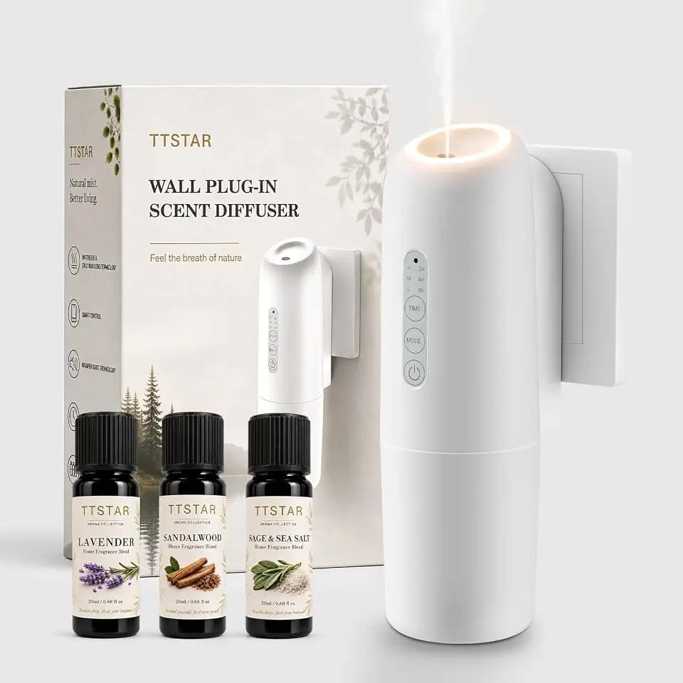 TTSTAR Wall Plug-in Waterless Diffuser with App Control & 3 Essential Oils