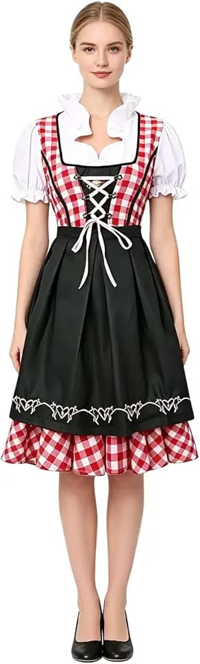 maxToonrain Damen Bayerisches Dirndl Kleid Oktoberfest Biermädchen Verkleidung Kostüm Deutsches Bier Festival Damen Outfit