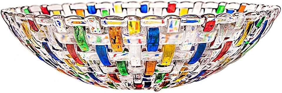 MAGCOLOR Hand Painted Colorful Woven Glass Crystal Salad & Fruit Bowl Decoration,Centerpiece For Home,Office,Wedding Decor, Fruit, Snack, Dessert, Server