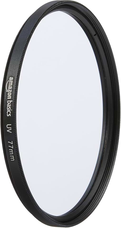 Amazon Basics 77 mm Runder UV-Schutzfilter für klarere Bilder, Schützt vor Staub, Schmutz und Kratzern