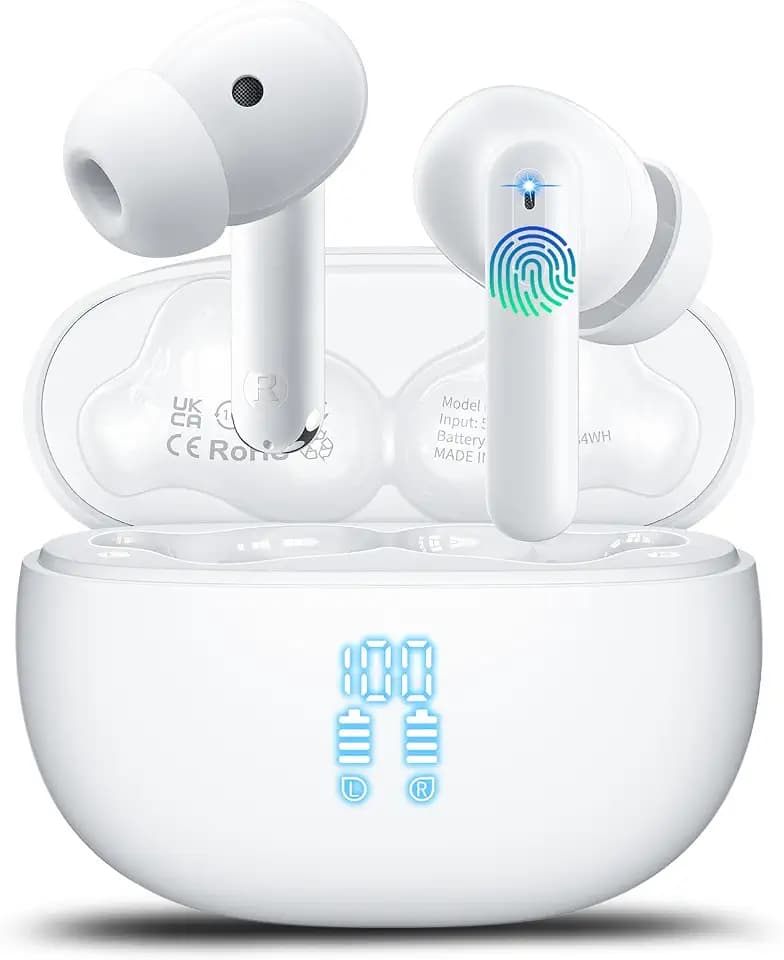 KI Kopfhörer Übersetzer, 42Std Bluetooth 5.4 Sprachübersetzer Kopfhörer mit 164 Sprachen, 7 Übersetzungsmodi Echtzeit Übersetzer Ohrhörer mit ENC Mic, 3 in 1 Übersetzungskopfhörer für Business Weiß