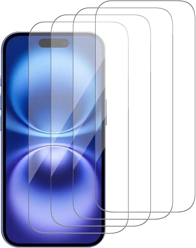 [4 Pack Glass Screen Protector Compatible for iPhone 16 / iPhone 15 [9H Hardness]-HD Screen Tempered Glass, Scratch Resistant, Easy Install [Case Friendly] [Bubble Free]