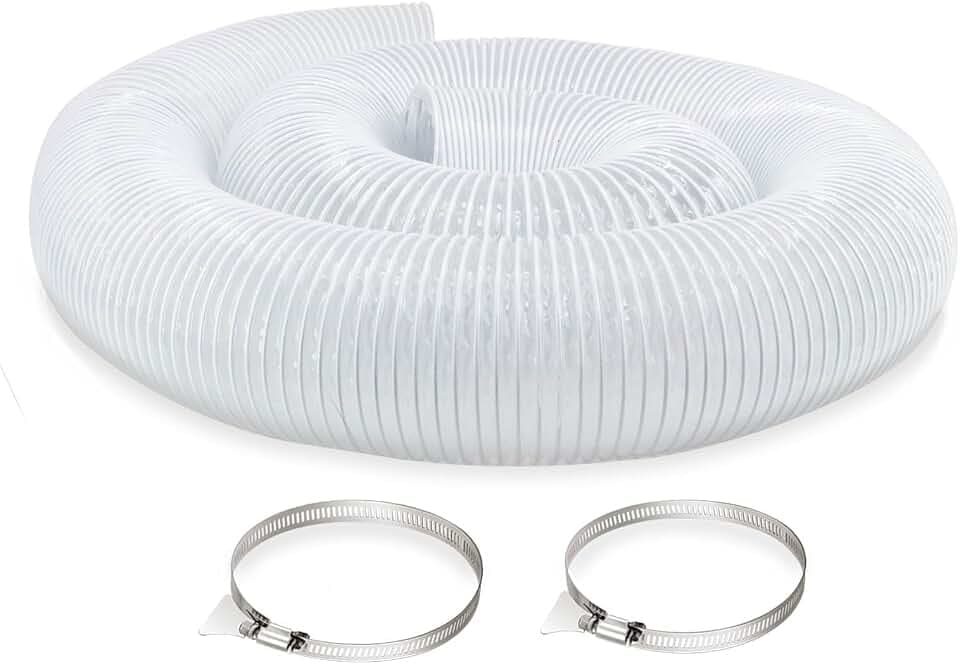 JUYO VONSAN 8 Inches Dust Collection Hose 10ft Flex Heavy Duty 8 In Clear PVC Dust Debris Collector Hose With Connector and Clamps (8'' X 10ft)