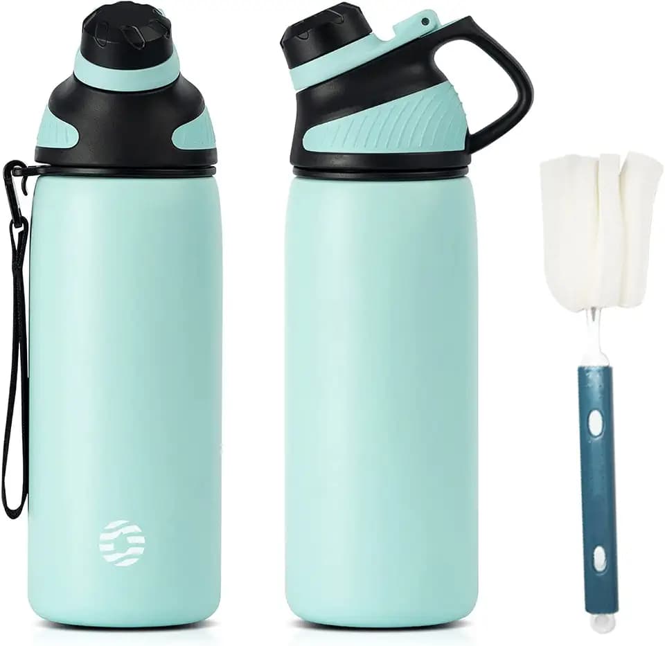 Fjbottle Edelstahl Trinkflasche Sport mit Magnetischem Deckel 1L, 800ml, 600ml, 400ml BPA-Frei Auslaufsichere Kinder Flasche - Kohlensäure geeignet 1500ML Wasserflasche Thermo für Schule, Fitness