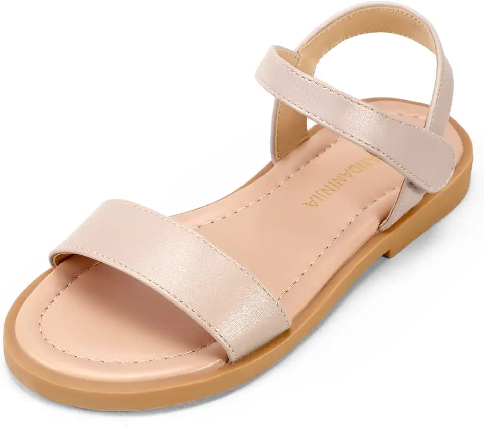 PANDANINJIA Girls Sandals Open Toe Summer Flats Dress Shoes