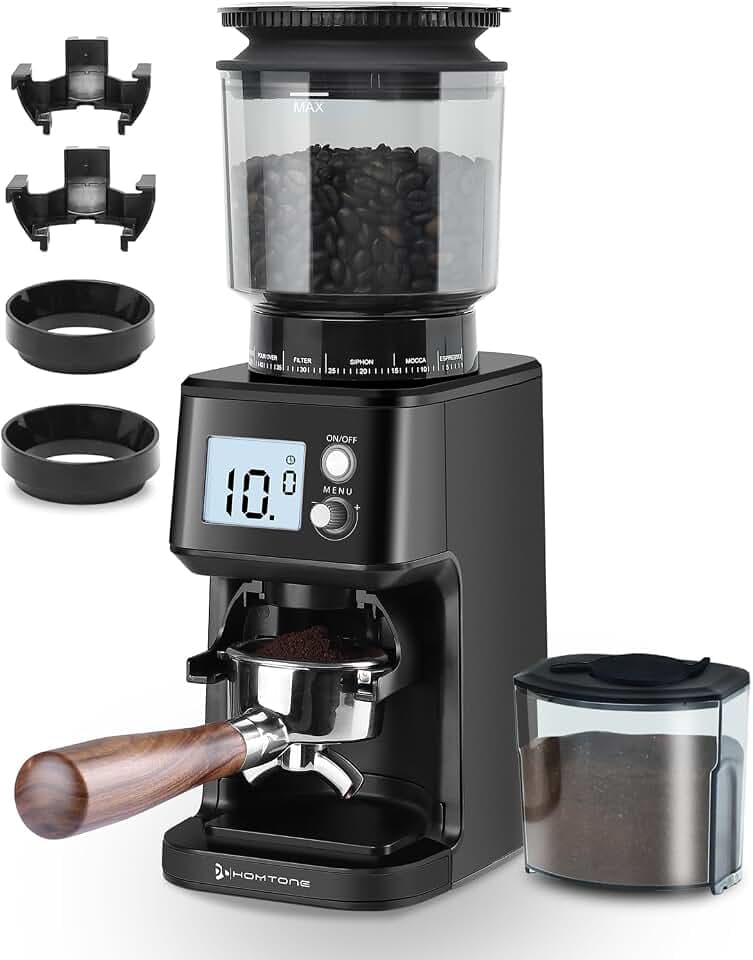 Homtone Elektrische Kaffeemühle für Siebträger, 51 einstellbare Mahlgrade