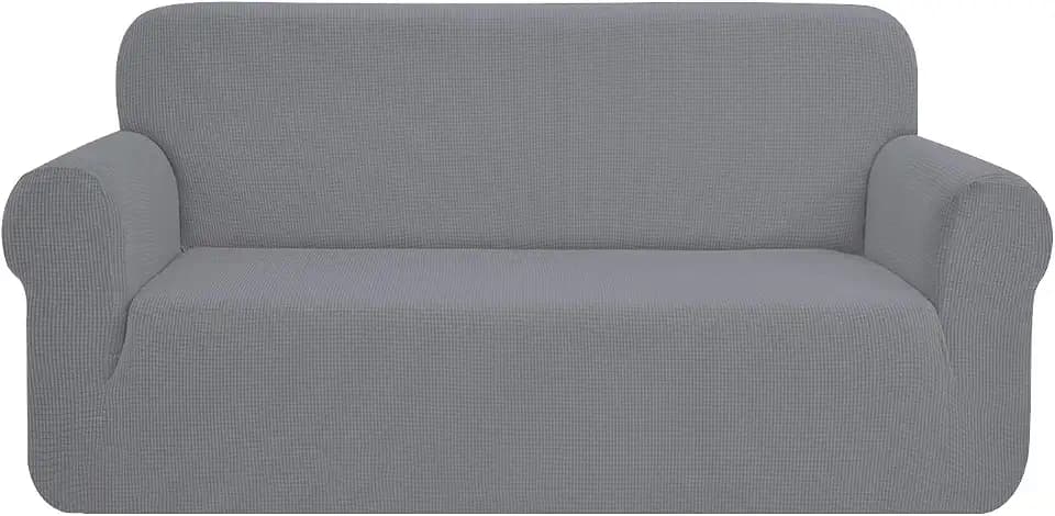 SAMSTEX Stilvolle Sofabezug Stretch 1 Stück Sofa Schonbezüge High Stretch Sofabezüge 3 Sitzer Dicke Weich Sofaschutz Maschinenwaschbar Rutschfeste Couchbezüge (3 Sitzer, Hellgrau)