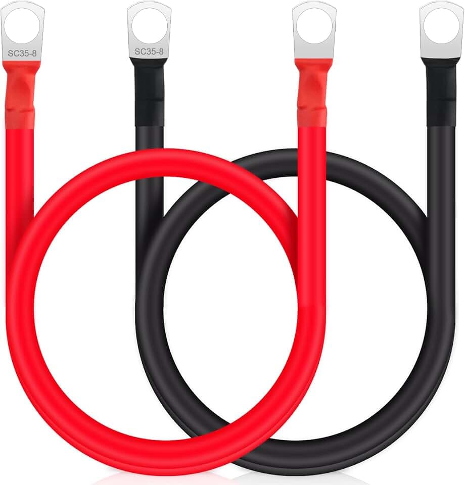JatilEr 2 Stück Batteriekabel M8 50cm, 2AWG/35mm² Batteriekabel 12V Kupfer