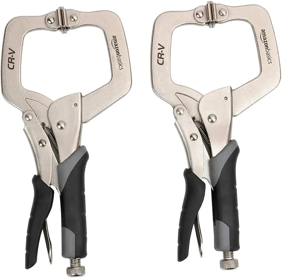 Amazon Basics Adjustable Metal Face Clamps for Woodworking, Welding, or Repairs, 3-inch Jaw Reach, 2-Pack, Black/Silver