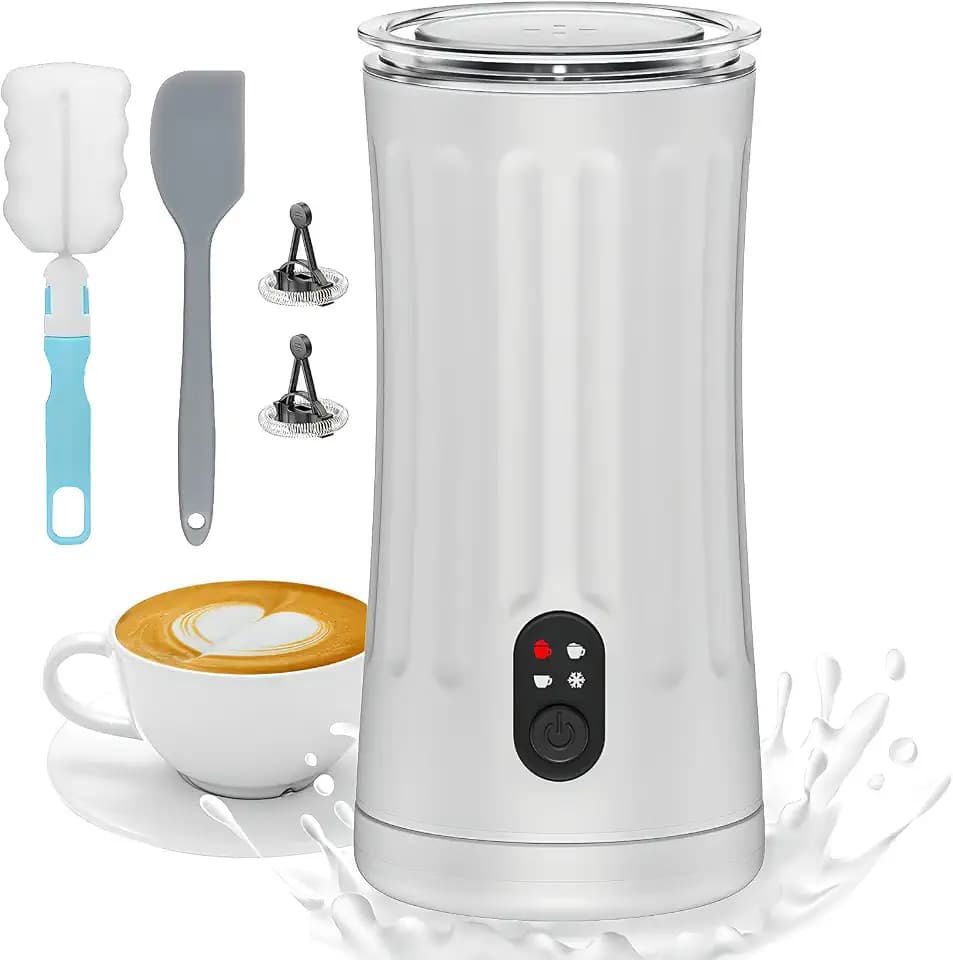 Milk Frother, 4-in-1 Milk Steamer and Frother, 8.1oz, Pearl White