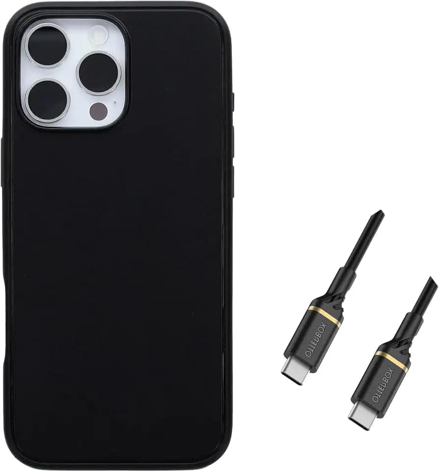 OtterBox Symmetry Series Case for iPhone 16 Pro Max - USB-C to USB- C Cable Included - Non-Retail Packaging - Black