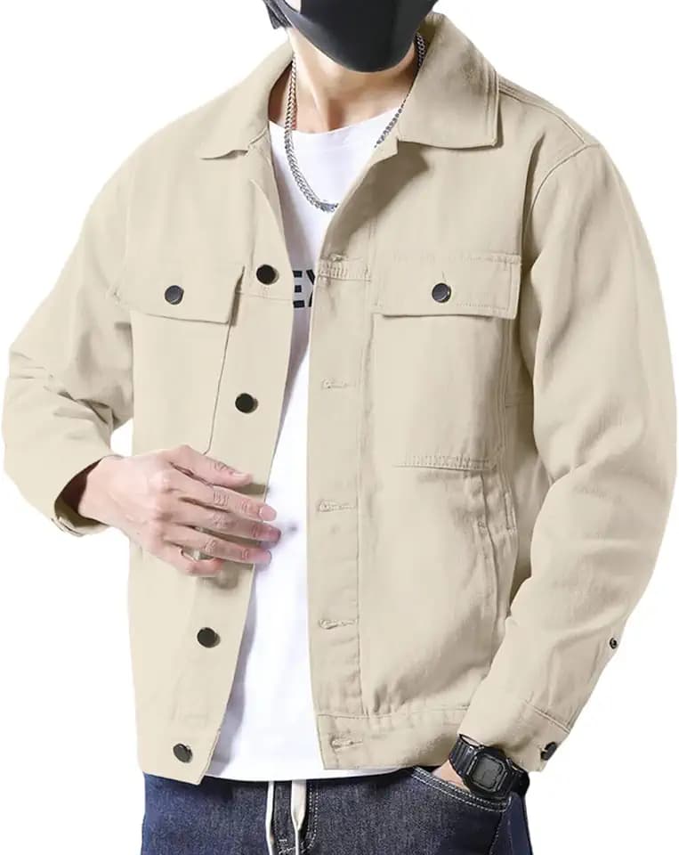 SANGTREE Men's Trucker Jacket Lightweight Cotton Casual Outerwear