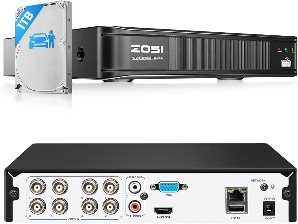 ZOSI H.265+ 8 Channel 3K Lite Security DVR Recorder, Hybrid 4-in-1, 1TB HDD