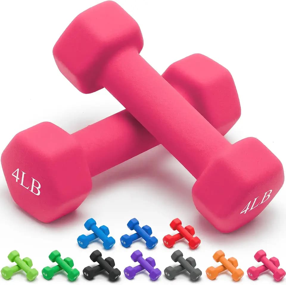 Portzon Dumbbells Neoprene with Non Slip Grip weight for Total Body Workout Exercise and Muscle Toning Compatible with of 2 Set,1-15 LB, Anti-Slip, Anti-roll, Hex Shape