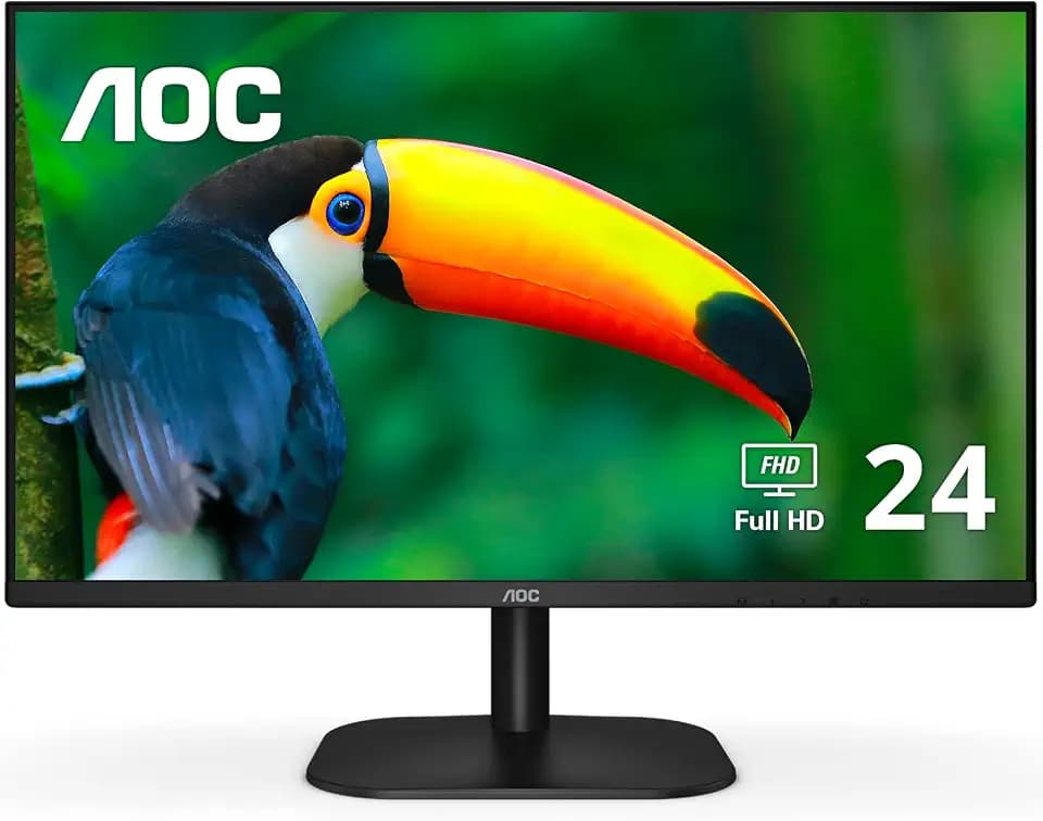 AOC 24B2XH 24" Full HD IPS Monitor, 3-Sided Frameless & Ultra Slim HDMI and VGA inputs, Lowblue Mode, VESA compatible,Black
