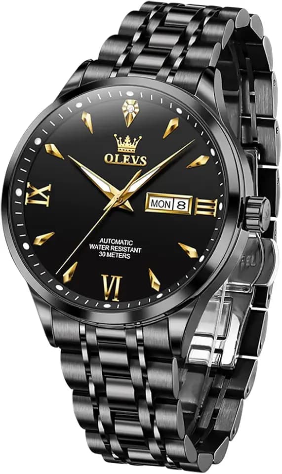OLEVS Automatic Mens Watches Self Winding Mechanical Business Luxury Dress Wrist Watch Stainless Steel Waterproof Luminous Day Date