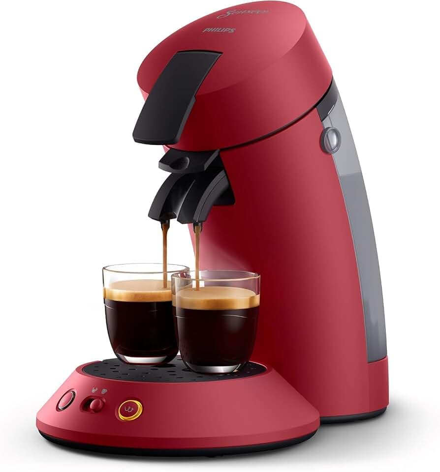 PHILIPS Senseo Original Plus Kaffeepadmaschine, rot, 2 Spezialitäten