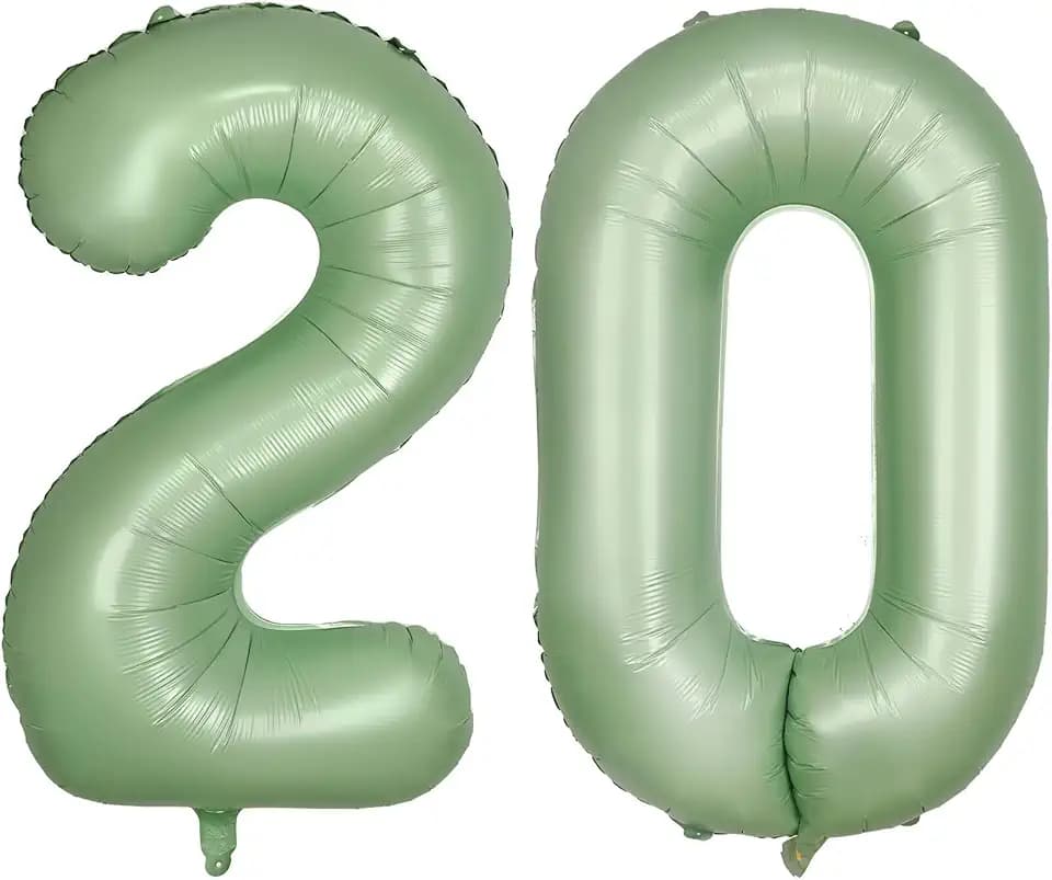40 Inch Green 20 Balloon, Olive Green Number 20 Balloons, Sage Green Large Foil Number Balloons, Birthday Wedding Anniversary Baby Show Party Decoration