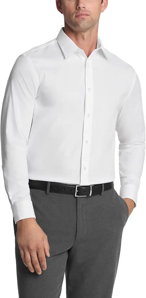 Calvin Klein Mens Dress Shirt Regular Fit Non Iron Stretch Solid