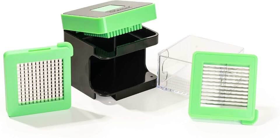 Genius Nicer Dicer Spicy | 4 Teile | Gemüseschneider | Allesschneider | Zwiebelschneider Farbe Grün, A34155