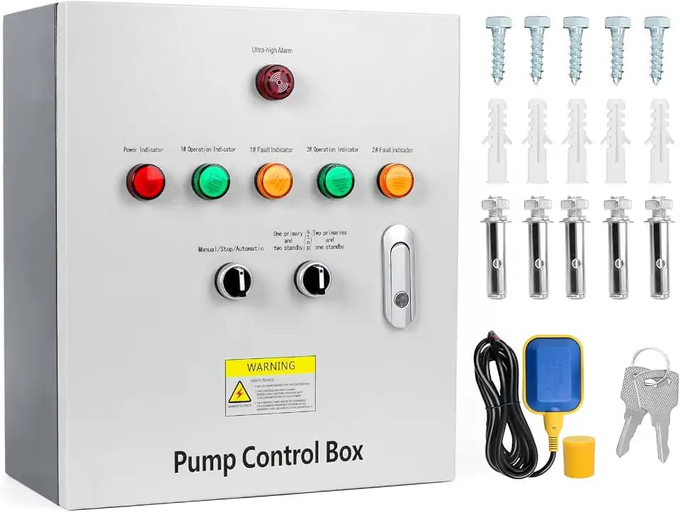 2 HP Well Pump Control Box, 220V Single Phase, 2 AC Contactors