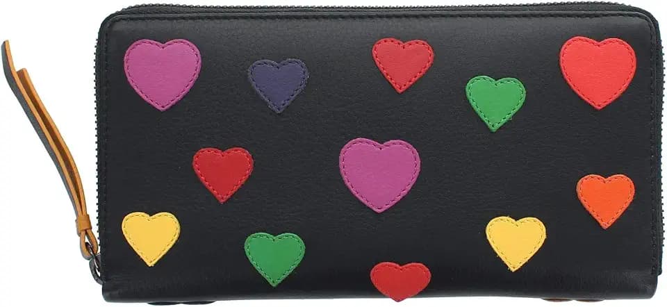 Visconti Love Collection Leidenschaft Leder mit Rundum-Reißverschluss-Geldbeutel RFID LV5 Schwarz
